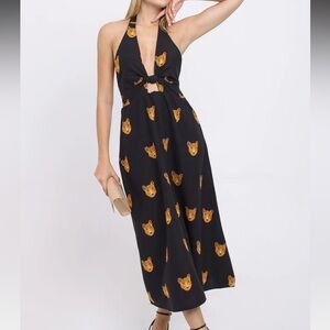 NWT Farm Baby Rio Cheetah Halter Neck Maxi Dress